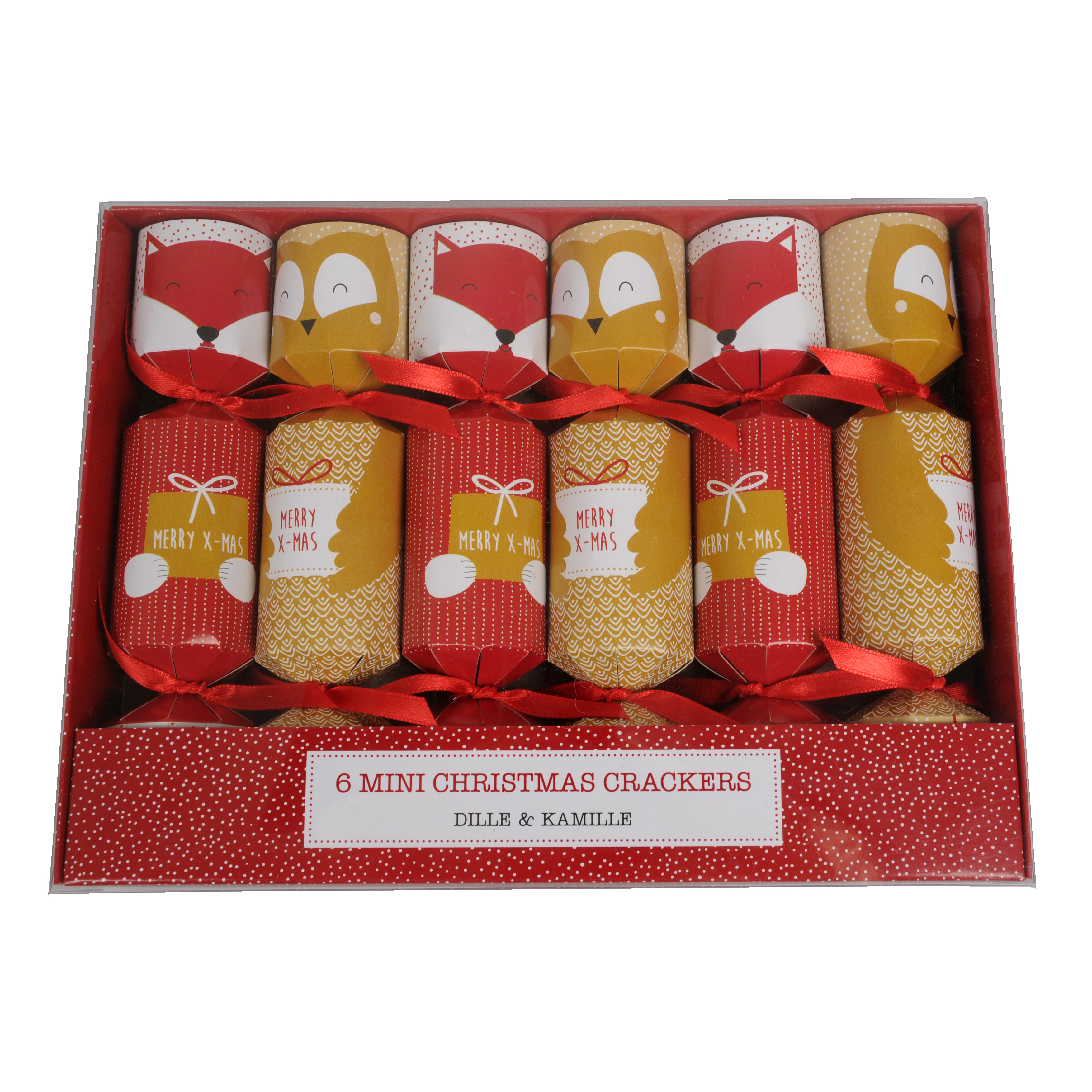 Christmas crackers, vos en uil, 17 cm Christmas crackers, vos en uil, 17 cm