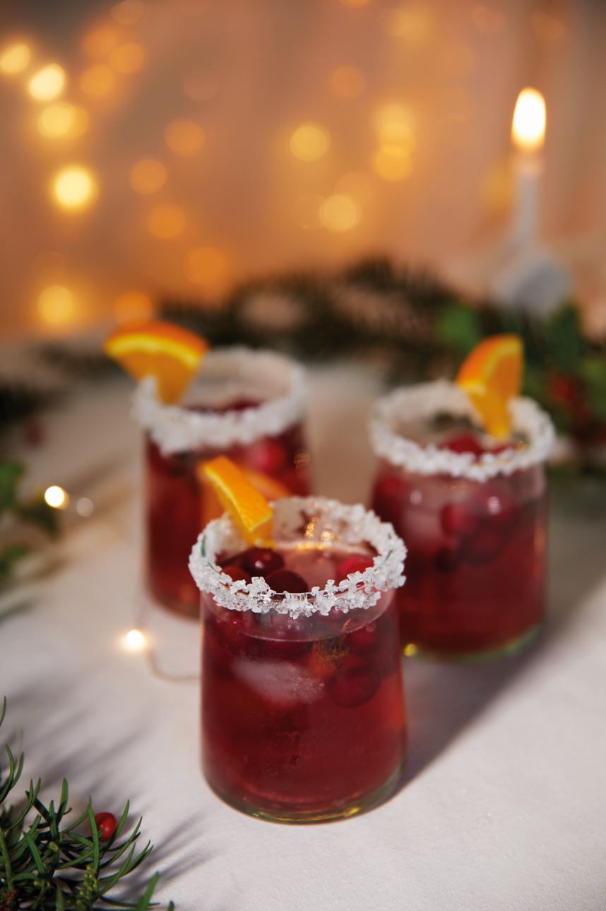 Cranberry-sinaasappelpunch met wodka en ginger ale