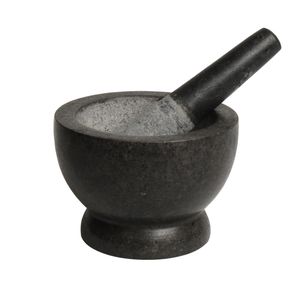 Mörser & Stößel, schwarzer Granit, Durchmesser 17 cm