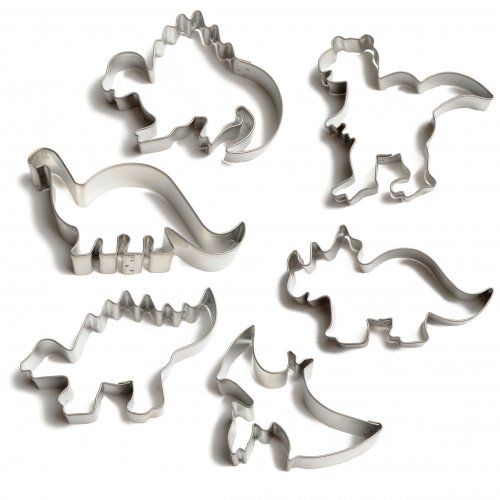 Dinosaurier-Keksausstecher, Set mit 6 Stück, verzinntes Metall