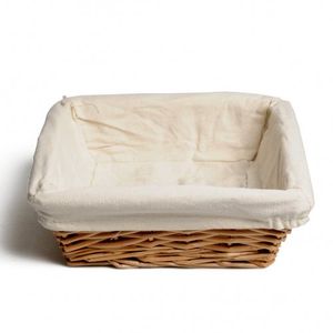 Mandje met voering, gebroken wit, 24 x 24 x 8 cm