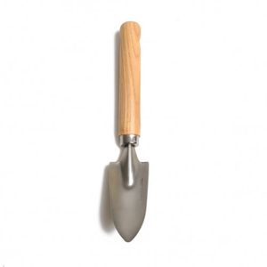 Scoop, stainless steel with ash handle, small narrow