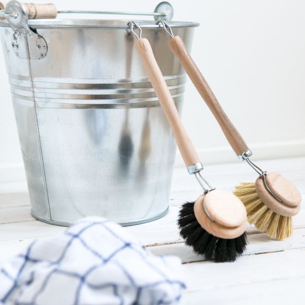 Brosse à vaisselle avec manche, hêtre et poils de cheval, 24 cm