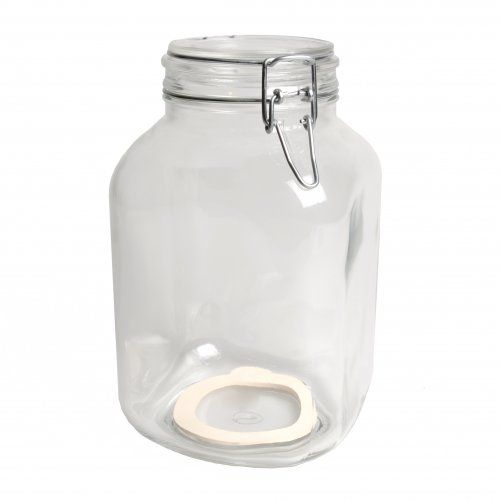 Clip top jar, glass, square, 3 l