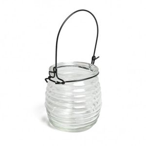 Hangglas bol, glas met horizontale ribbels 