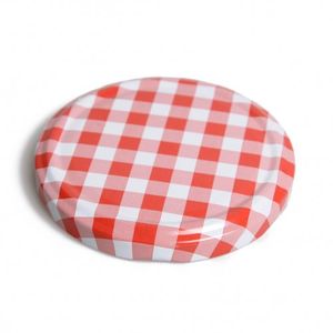 Lid, red and white check, for smooth and straight-sided jam jars 