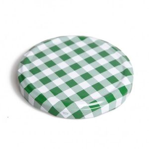 Lid, green and white check, for smooth and straight-sided jam jars 