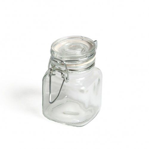 Image of Beugelpotje, glas, vierkant, 100 ml