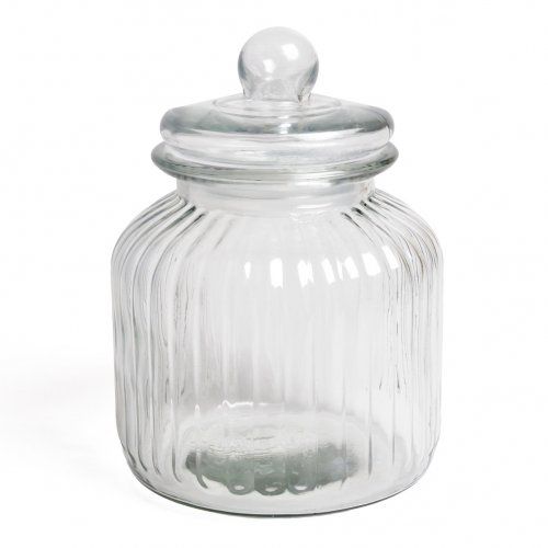 Storage jar, glass, fluted, 2.2 litres