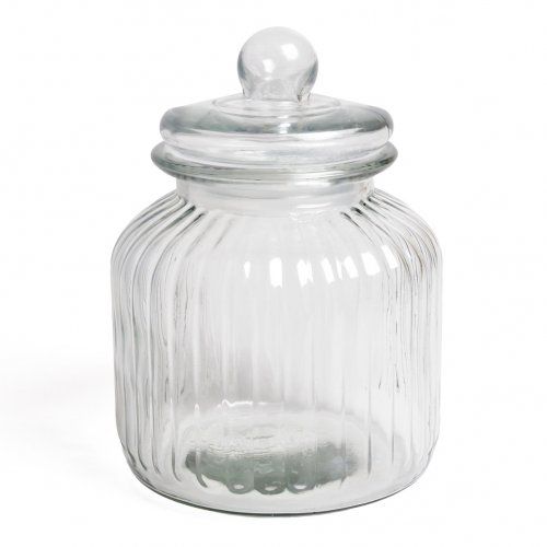 Image of Voorraadpot, glas, ribbels, 2,2 liter