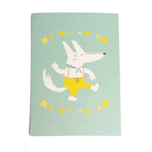 Carte, petit chien qui danse