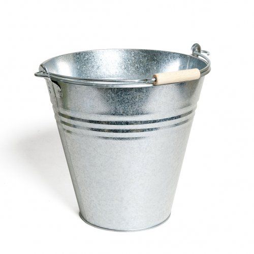 Zinc bucket with beech handle, 10 litres