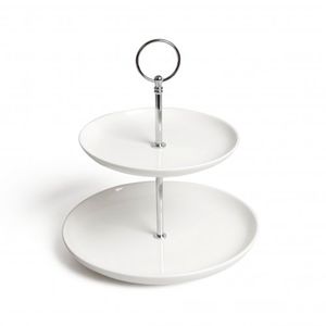 Cake stand, 2-tier, porcelain
