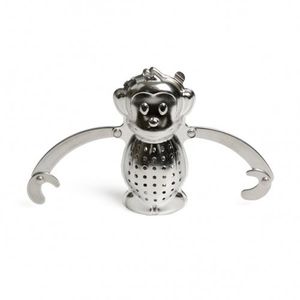 Monkey tea infuser with drip tray, stainless steel
