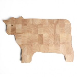 Cow chopping board, rubberwood, 43.5 x 26 cm