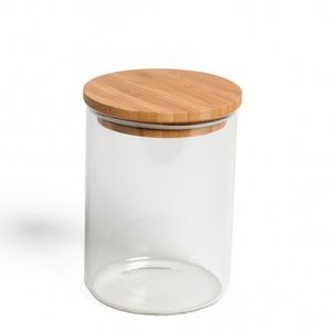 Storage jar with bamboo lid, glass, 700 ml 