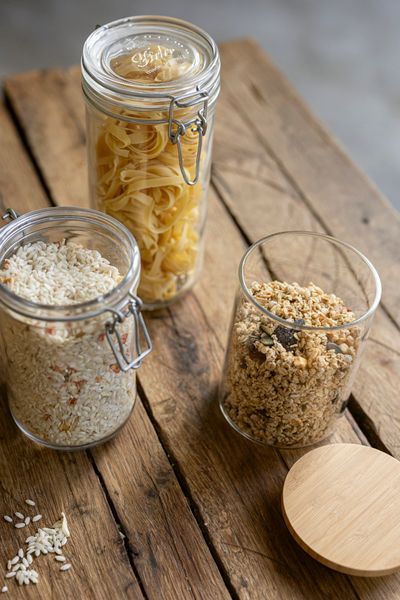 Storage jar with bamboo lid, glass, 700 ml 