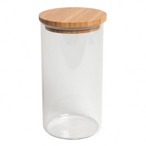 Voorraadpot met bamboe deksel, glas, 1 l