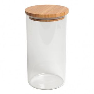 Storage jar with bamboo lid, glass, 1 l