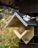 Peanut butter jar bird feeder, pinewood