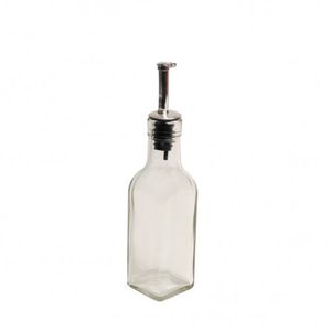 Oil or vinegar bottle, glass, square, 175 ml   