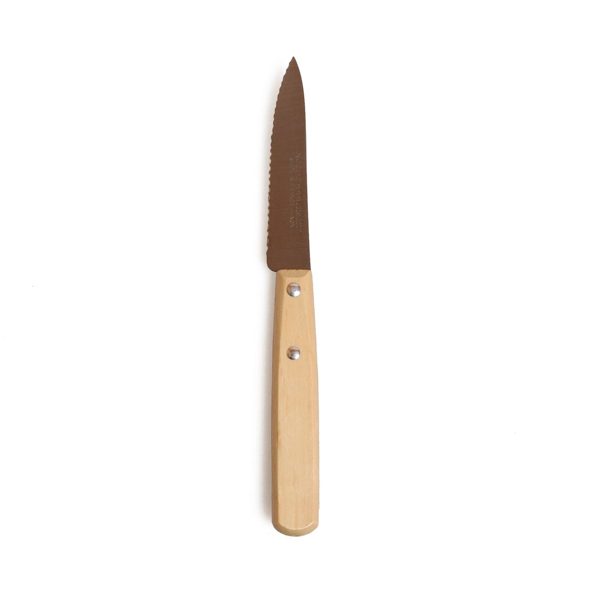 Petit couteau de cuisine dentelé avec manche en bois de hêtre, 19