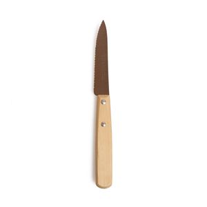 Petit couteau de cuisine dentelé avec manche en bois de hêtre, 19 cm