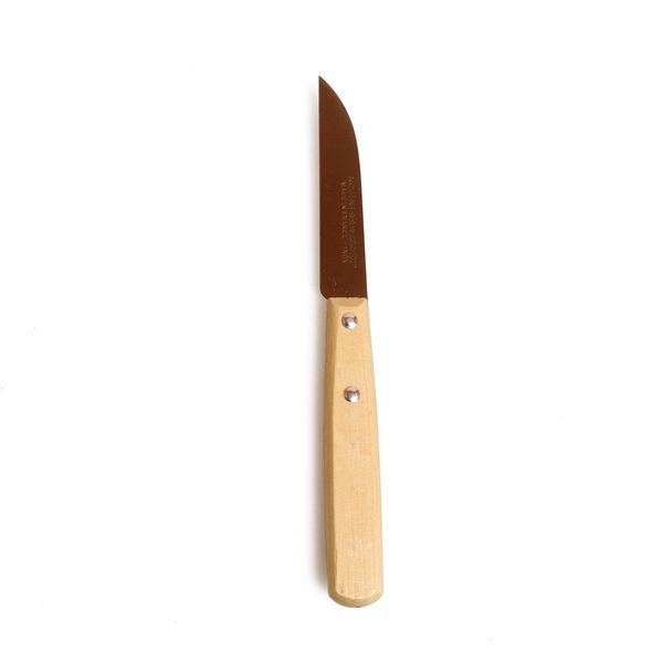 Küchenmesser, gebogen, Griff aus Buchenholz, 18 cm