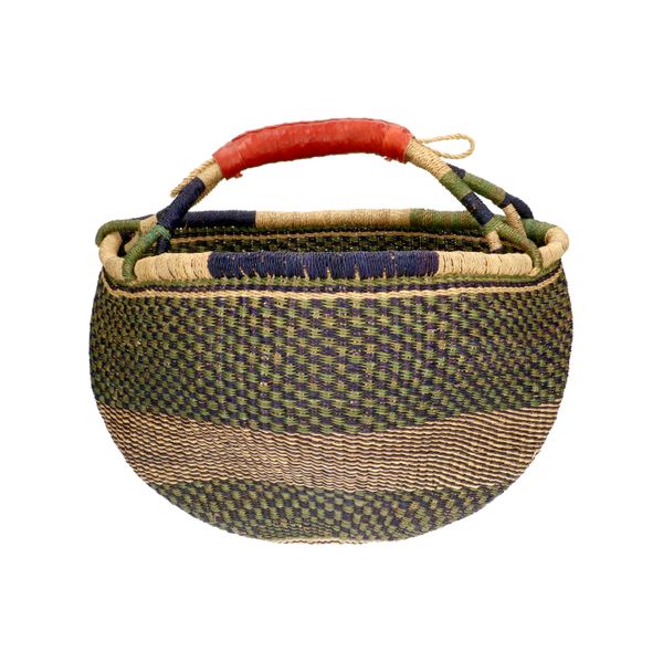 Dyed savanna grass Bolga basket/shopping bag, Ø 36 cm