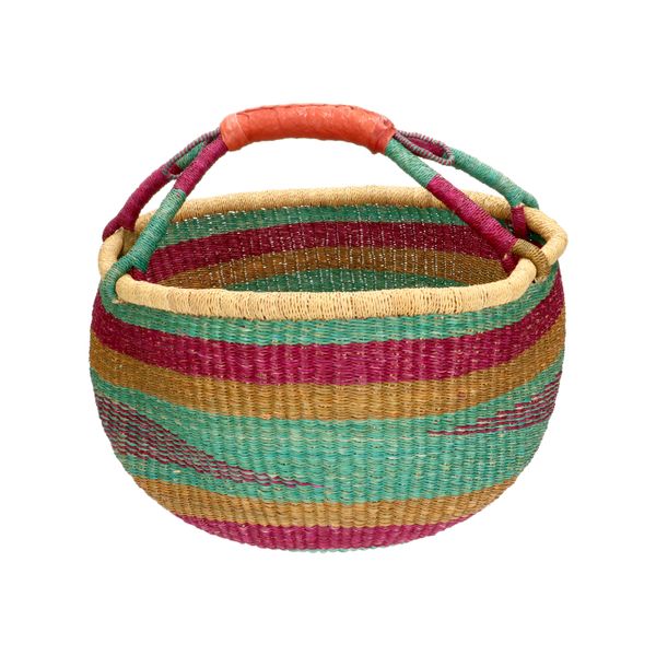 Bolgamand/boodschappen tas, savannegras, gekleurd, Ø 36 cm
