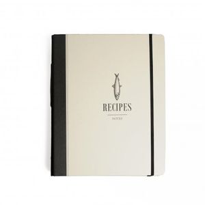 Kochbuch, Notizbuch mit schwarzem Rand und Fischmotiv
