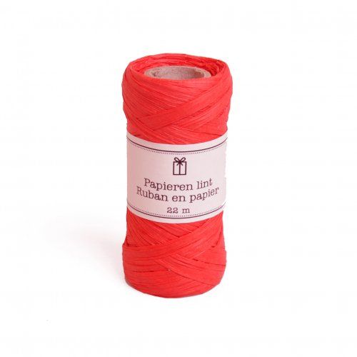 Ruban de décoration, papier, rouge, 22 m 