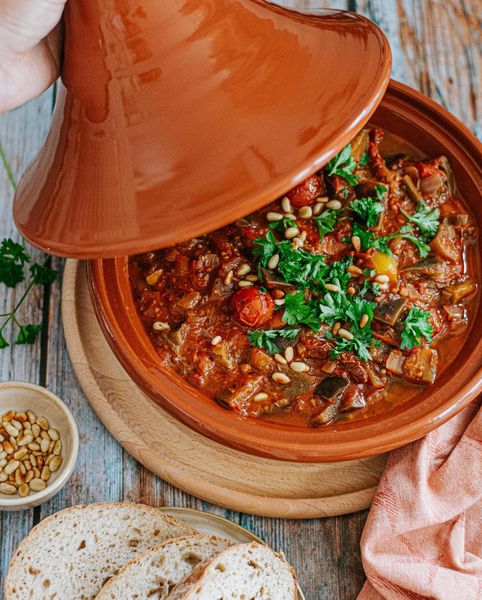 Tajine, rotes Steingut, für 2 - 4 Personen,  Ø 24 cm