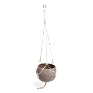Flowerpot with hanging rope, terracotta