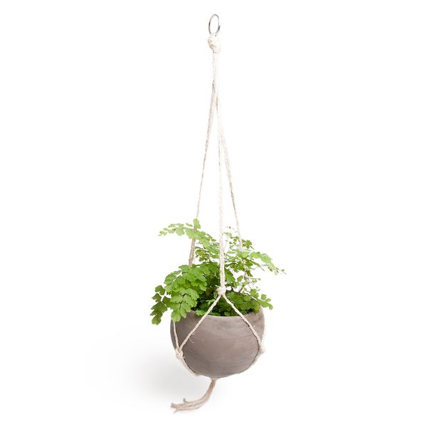 Flowerpot with hanging rope, terracotta