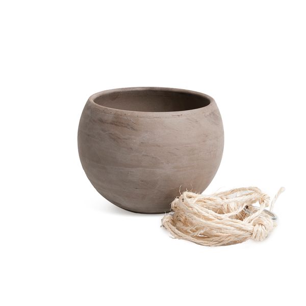 Flowerpot with hanging rope, terracotta