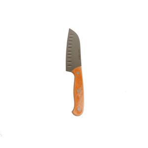 D&K Santoku Messer mit Rillen, Griff aus Buchenholz, 12,5 cm 