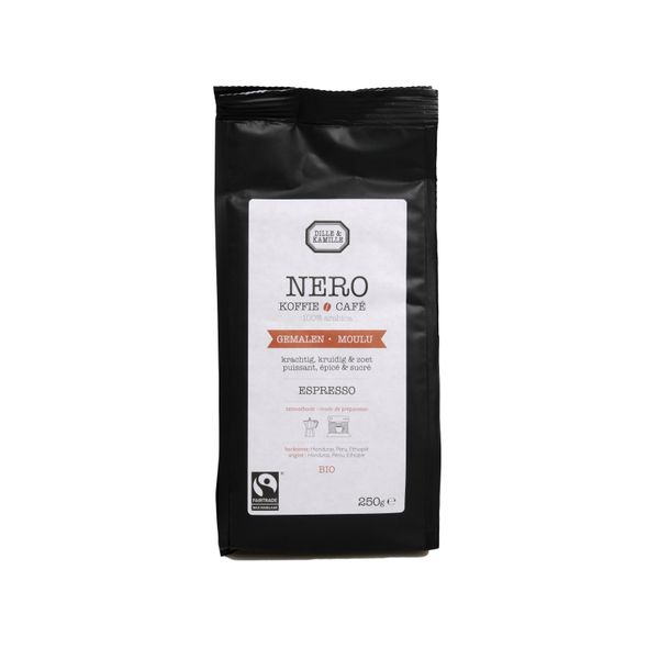 Koffie Nero, espresso, maling, biologisch, 250 gram