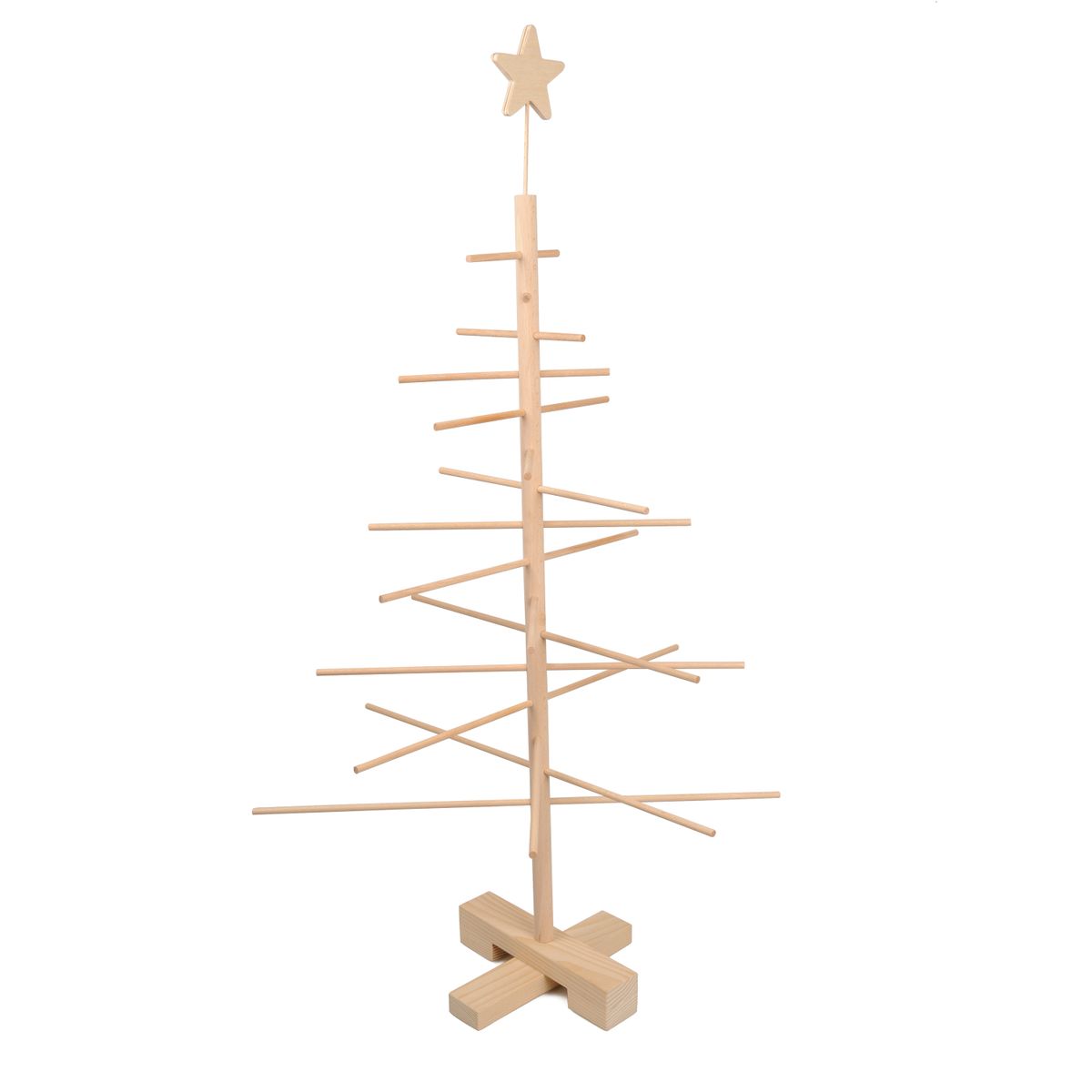 Houten kerstboom met standaard Naturel 75 cm Massief grenenhout