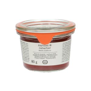 Extra jam, strawberry & rhubarb, 80 grams