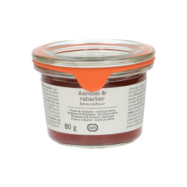 Extra-confituur, aardbei & rabarber, 80 gram