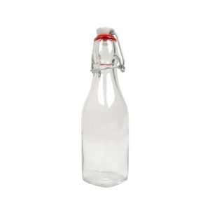 Flip-top bottle, glass, square, 250 ml