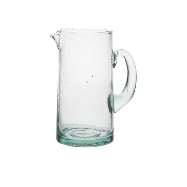 Pitcher, green glass, straight 