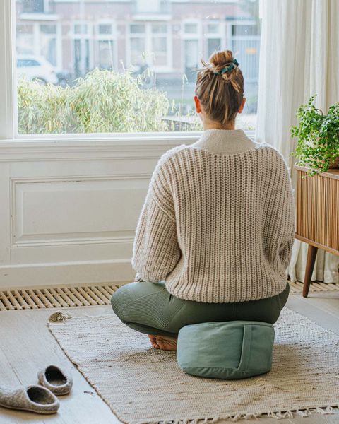 Meditationskissen ergonomisch, Baumwolle, grün