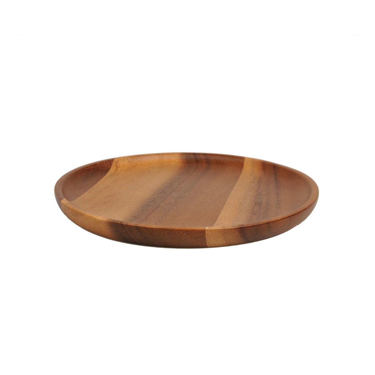 2Pcs Round Wooden Plate Set Natural Acacia Wood Dish Plates