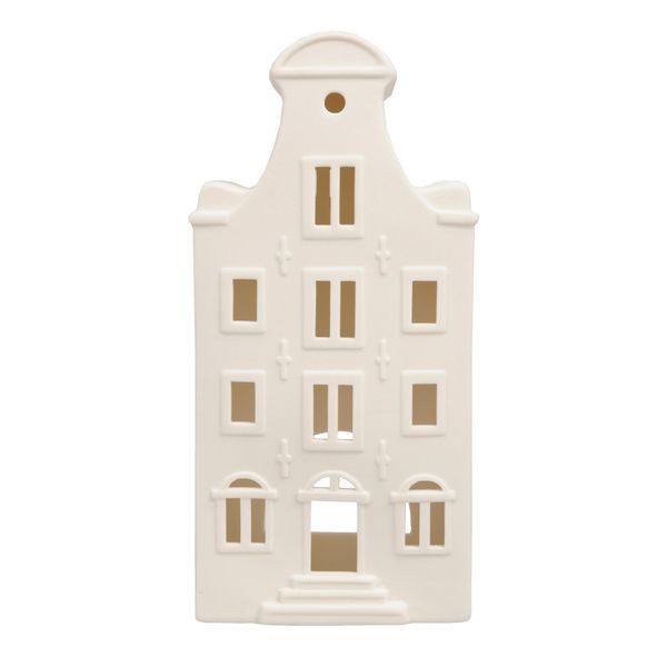 Theelichthouder, porselein, klokgevel, 20 cm Theelichthouder, porselein, klokgevel, 20 cm