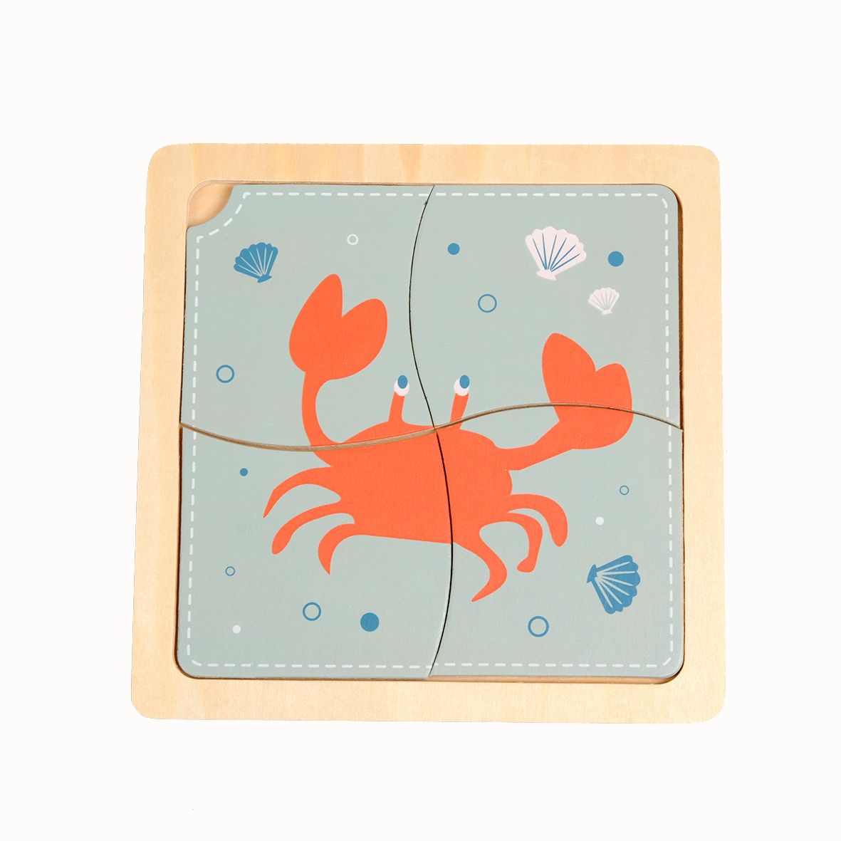 Puzzle crabe, en bois, 15 x 15 cm, 12m+