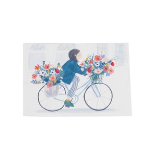 Kaart, meisje op fiets 