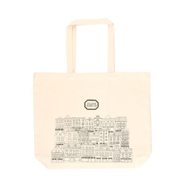 Canvas tas, Dille&Kamille, bio-katoen, gevels, groot, 48 x 40 x 10 cm