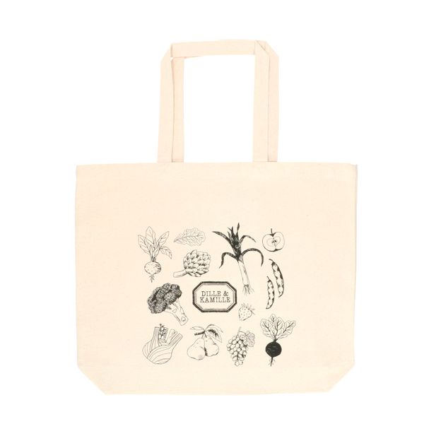 Canvas tas, Dille&Kamille, bio-katoen, groente,groot, 48 x 40 x 10 cm